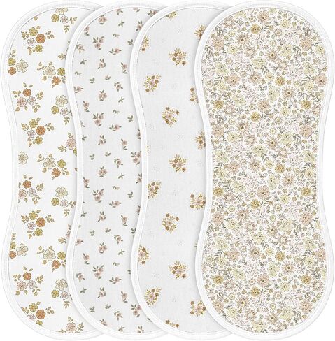Boao 4 Pack Baby Burp Cloths Pink Bow Rayon Cotton Baby Burping Cloths 21" x 10" Soft Muslin 7 Absorbent Layers Washcloths Newborn Face Towels for Teething Drooling Infant Boy Girl Unisex in Kuwait