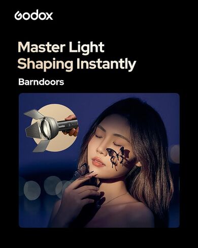 Godox FL15Bi 15W Bi-Color LED Video Flash Light, Portable Spotlight for Photography with Barndoors & Fresnel Zoom Lens, USB-C Charging 11 FX Effects for Vlogging, Light Painting, 4750mAh Battery, IP54 in Kuwait