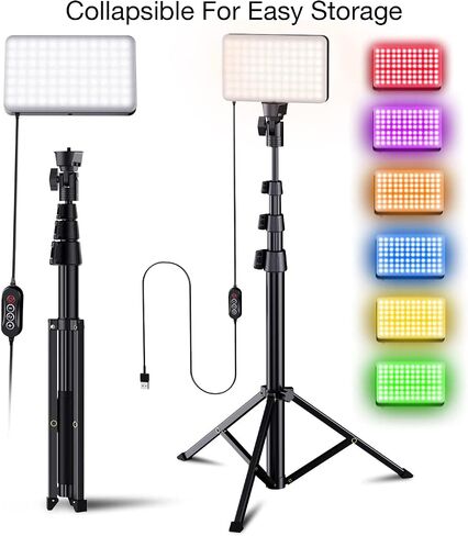 Fugetek 52" RGB LED Photography Video Light, 77 RGB Beads, All Aluminum Tripod, Unique Light Modes, Inline Contoller, USB Powered, Portable, Adjustable, 14 Colors, Game Streams, YouTube in Kuwait