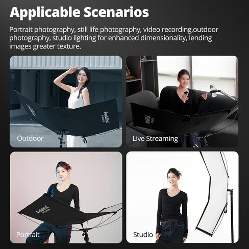 AMBITFUL Reflector Photography, Flash Light Reflectors, 𝐐𝐮𝐢𝐜𝐤 𝐑𝐞𝐥𝐞𝐚𝐬𝐞 U-Shape Reflector with 48in x 25.5in Photography Diffuser for Studio Portrait&Video Shooting, 3-in-1 White/Silver/Gold in Kuwait