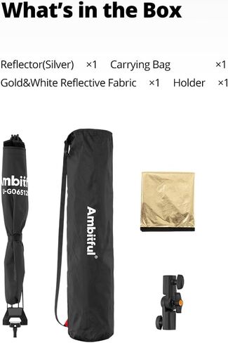 AMBITFUL Reflector Photography, Flash Light Reflectors, 𝐐𝐮𝐢𝐜𝐤 𝐑𝐞𝐥𝐞𝐚𝐬𝐞 U-Shape Reflector with 48in x 25.5in Photography Diffuser for Studio Portrait&Video Shooting, 3-in-1 White/Silver/Gold in Kuwait
