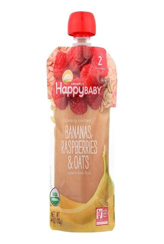 Happy Baby Organics Stage 2 Baby Food Pouches, Gluten Free, Vegan & Healthy Snack, Clearly Crafted Fruit & Veggie Puree, Bananas, Sweet Potatoes &Papayas, 4 Ounces (Pack of 1) in Kuwait