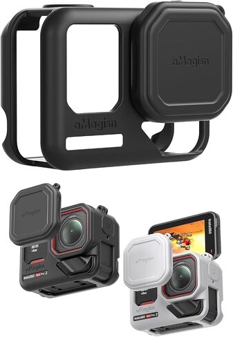 Ace Pro 2 Cover, Silicone Protective Case for Insta360 ace pro 2 Action Camera Lens Caps Protector Sleeve Case Cover (Black) in Kuwait
