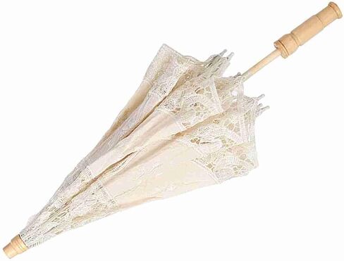GOWENIC Handmade Lace Umbrella, White Lace Parasol for Wedding Bride Photography, Flower Embroidery Umbrella, Vintage Photography Parasol for Bride Photo in Kuwait