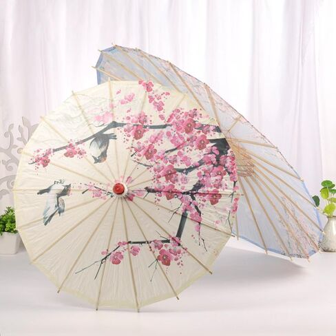 Chinese Oil Paper Umbrella Handmade Wooden Umbrella with Classical Plum Painting for Wedding Photography Party Performance in Kuwait