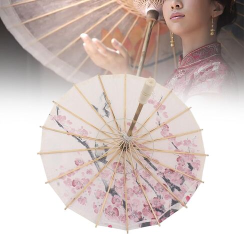 Chinese Oil Paper Umbrella Handmade Wooden Umbrella with Classical Plum Painting for Wedding Photography Party Performance in Kuwait