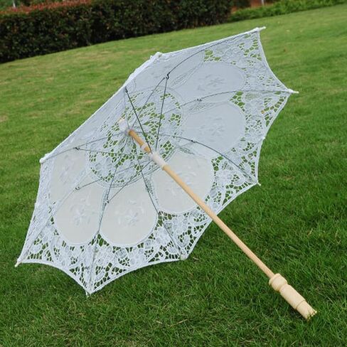 Wedding Lace Umbrella Elegant Bridal Parasol with Delicate Lace for Wedding Decoration Photo Props in Kuwait