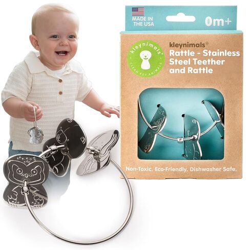 Kleynimals Stainless Steel Toy Keys, Baby Rattle & Teether for Sensory Play | USA-made heirloom quality toy. Safe, non-toxic, and BPA-free for early development and teething relief. in Kuwait