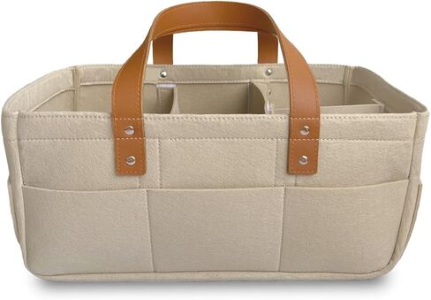 KiddyCare Diaper Caddy Organizer for Baby Nursery Basket with Handle Lid | Nursing bag with Changing Table Organizer Cart | Newborn Caddy | Grey Large size | Nursing bag with Changing Table Organizer Cart | Newborn Caddy in Kuwait