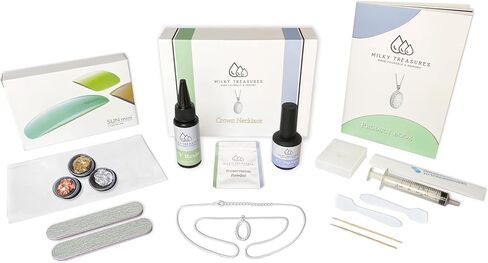 Milky Treasures Crown Necklace DIY Breastmilk Jewelry Making Kit (Full Kit) | 925 sterling silver pendant, breastfeeding keepsake, new mom gifts, baby shower registry, lactation in Kuwait