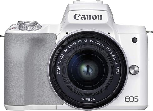 Canon EOS M50 Mark II + EF-M 15-45mm is STM Kit White (Renewed) in Kuwait