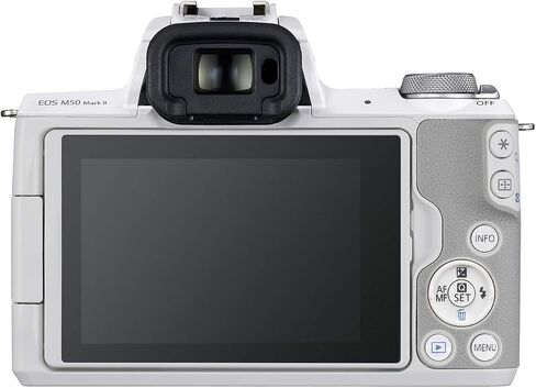 Canon EOS M50 Mark II + EF-M 15-45mm is STM Kit White (Renewed) in Kuwait