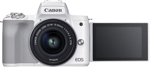 Canon EOS M50 Mark II + EF-M 15-45mm is STM Kit White (Renewed) in Kuwait