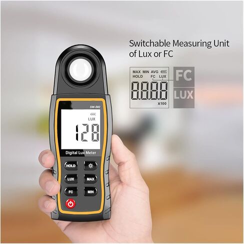 Digital Light Meter - Handheld Lux/FC Meter for Photography, Luminometer & Photometer, Accurate 200,000 Lux Measurement for Optimal Lighting Conditions in Kuwait