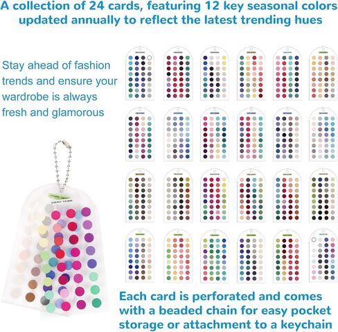 NQEUEPN 24pcs Seasonal Color Analysis Cards with Bead Chains | Acrylic Color Palette Guide Portable Seasonal Colors Matching Kit for Color Matching & Fashion Advice (12 Seasonal Colors) in Kuwait