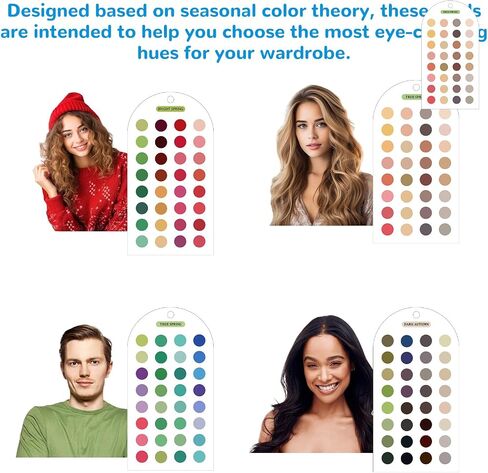 NQEUEPN 24pcs Seasonal Color Analysis Cards with Bead Chains | Acrylic Color Palette Guide Portable Seasonal Colors Matching Kit for Color Matching & Fashion Advice (12 Seasonal Colors) in Kuwait