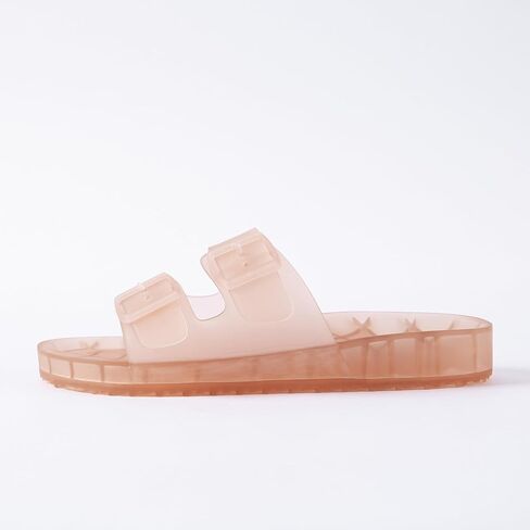 Women Jelly Waterproof Sandals Cute Clear Pool Slides Double Buckle Adjustable Straps Cushioned Arch Support Trendy Summer Beach Casual Shoes Nude Size 8 in Kuwait