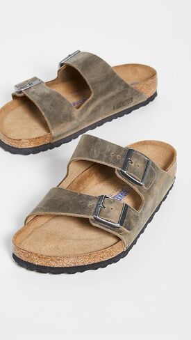 Birkenstock Men's Arizona Soft Footbed Sandals, Faded Khaki, 8 Medium US in Kuwait