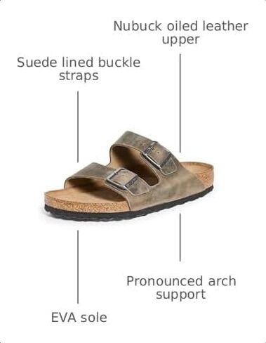 Birkenstock Men's Arizona Soft Footbed Sandals, Faded Khaki, 8 Medium US in Kuwait