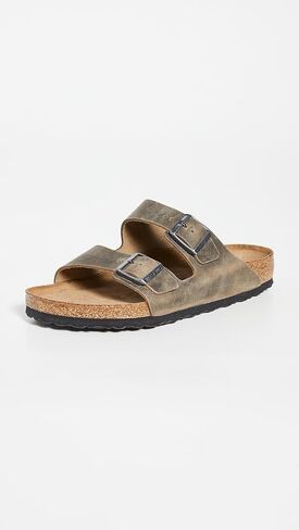 Birkenstock Men's Arizona Soft Footbed Sandals, Faded Khaki, 8 Medium US in Kuwait