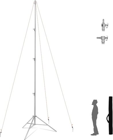 20FT Heavy Duty Aluminum Tripod Stand, 1/4" & 3/8" Screw Adapter, Tall Camera & Light Stand for Sports Camera, Outdoor Video Shooting & Photography in Saudi Arabia
