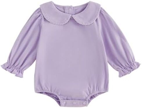 Balaflyie Baby Boy Girl Bubble Romper Long Sleeve Plain Collar Bodysuit | Infant Fall Clothes, Peter Pan Collar Romper for Unisex Babies&Toddler, Newborn Cotton Clothing, Ideal for Holiday and Daliy in Kuwait