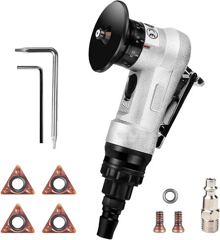 Pneumatic Chamfering Tool Handheld, Mini Aluminium Alloy Air-Powered Chamfering Machine Trimming, 45° Arc Corner with 1/4 Inch Air Inlet for Metal Wood Deburring Beveling (Aluminum,C Angle Blades) in Kuwait