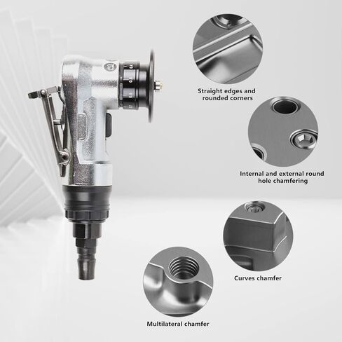 Pneumatic Chamfering Tool Handheld, Mini Aluminium Alloy Air-Powered Chamfering Machine Trimming, 45° Arc Corner with 1/4 Inch Air Inlet for Metal Wood Deburring Beveling (Aluminum,C Angle Blades) in Kuwait