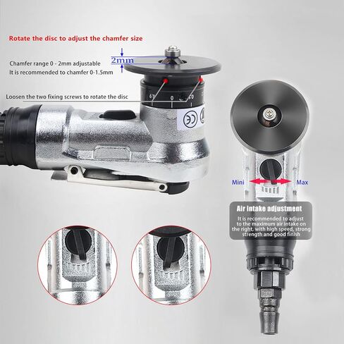 Pneumatic Chamfering Tool Handheld, Mini Aluminium Alloy Air-Powered Chamfering Machine Trimming, 45° Arc Corner with 1/4 Inch Air Inlet for Metal Wood Deburring Beveling (Aluminum,C Angle Blades) in Kuwait