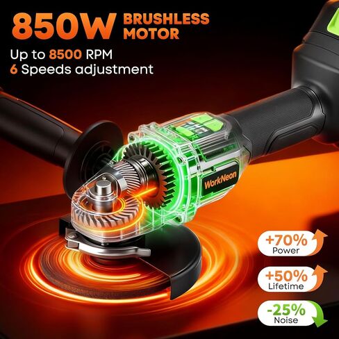 Cordless Angle Grinder 4-1/2", Brushless Angle Grinder Kit with A 4.0Ah Battery & Charger, Max 8500RPM, Electric Grinder Tool for Metal Cutting, Grinding, Polishing, Safety Guard in Kuwait