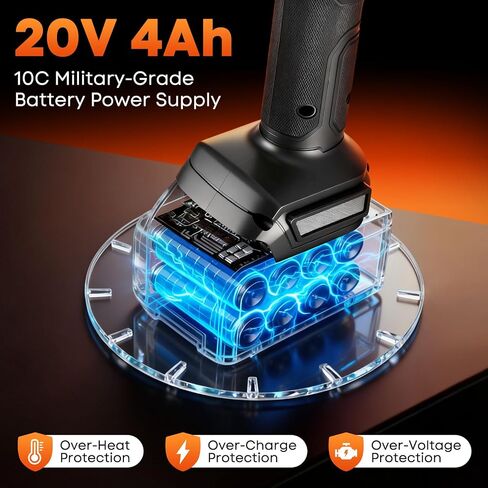 Cordless Angle Grinder 4-1/2", Brushless Angle Grinder Kit with A 4.0Ah Battery & Charger, Max 8500RPM, Electric Grinder Tool for Metal Cutting, Grinding, Polishing, Safety Guard in Kuwait