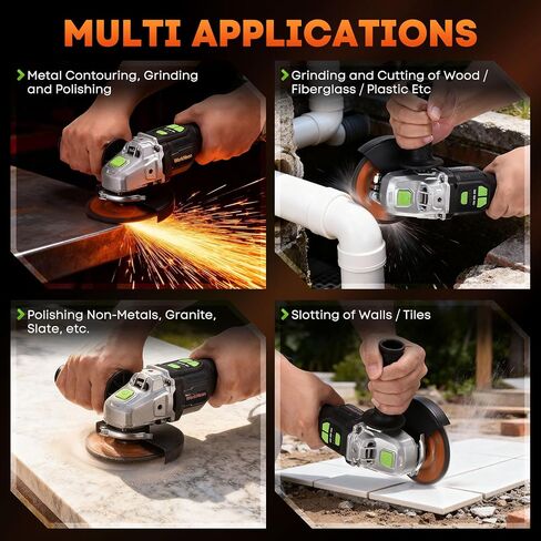 Cordless Angle Grinder 4-1/2", Brushless Angle Grinder Kit with A 4.0Ah Battery & Charger, Max 8500RPM, Electric Grinder Tool for Metal Cutting, Grinding, Polishing, Safety Guard in Kuwait
