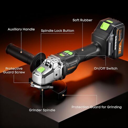 Cordless Angle Grinder 4-1/2", Brushless Angle Grinder Kit with A 4.0Ah Battery & Charger, Max 8500RPM, Electric Grinder Tool for Metal Cutting, Grinding, Polishing, Safety Guard in Kuwait