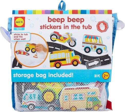 Alex Toys Foam Bath Stickers for Toddlers, 38-Piece Vehicle Tub Stickers Stick to Tub Wall - Foam Bath Toys for Kids Ages 1-3 Toddler Bath Toys for Boys Cars Trucks Bus, Mesh Storage Bag in Saudi Arabia