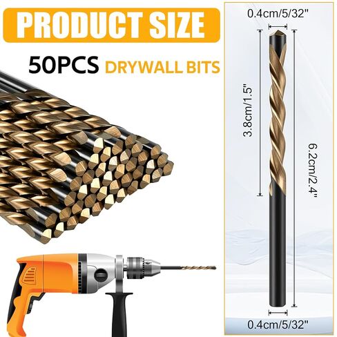 50Pcs Drywall Rotor Tips 5/32" Drywall Guide Point Cutting Bits M2 HSS Spiral Drywall Router Drill Bits Guidepoint Cutting Rotor Tips Cutout Tool for Wood, Plastic, Gypsum Boards in Kuwait
