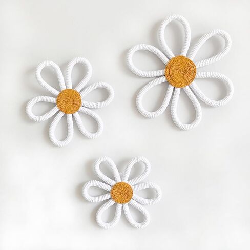 Namhcir 3Pcs Pink Boho Wall Decor Daisy Flower Wall Hanging Pendant Wall Art Sign for Nursery Bedroom Home Dorm Gifts Decor in Kuwait