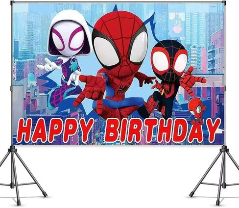 Spider Birthday Party Decorations,Happy Birthday Banner Backdrop for Birthday Party Supplies in Kuwait