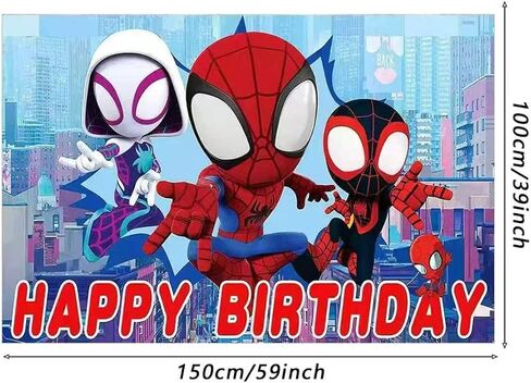 Spider Birthday Party Decorations,Happy Birthday Banner Backdrop for Birthday Party Supplies in Kuwait