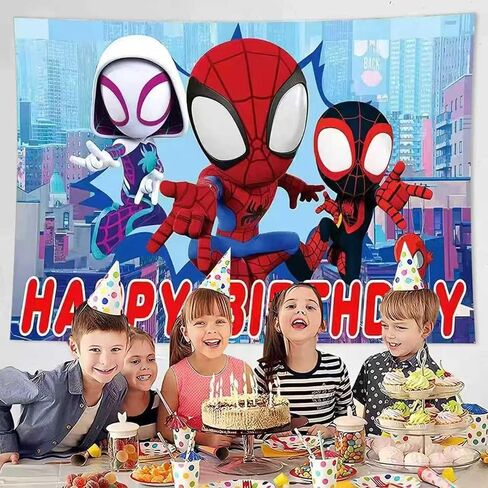 Spider Birthday Party Decorations,Happy Birthday Banner Backdrop for Birthday Party Supplies in Kuwait
