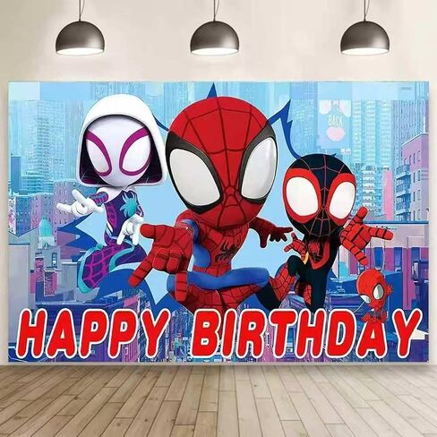 Spider Birthday Party Decorations,Happy Birthday Banner Backdrop for Birthday Party Supplies in Kuwait