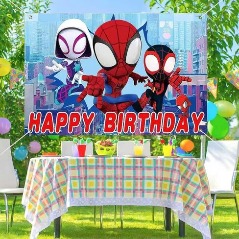 Spider Birthday Party Decorations,Happy Birthday Banner Backdrop for Birthday Party Supplies in Kuwait