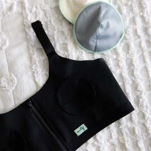 Motif Medical Hands-Free Pumping Bra Black | Adjustable Front Zipper Fit - Supportive Sizing - Seamless Compatibility with Luna and Duo in Kuwait