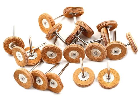 1/8 Shank Cowhide Leather Abrasive Wheels Buffing Polishing Discs Wheel Polishing Compatible with Most Rotary Accessories Rotary Tool Jewelry Tool (Cowhide Leather（20PCS）) in Kuwait