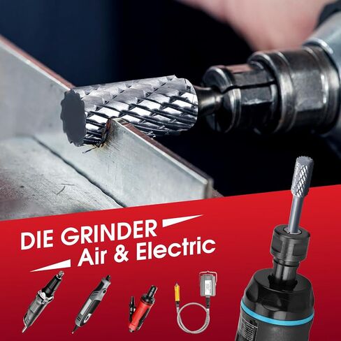 Tungsten Carbide Burr Set 1/4" Shank, 10-Piece Double Cut Die Grinder Bits for Metal, Compatible with DeWalt Milwaukee Die Grinders, with Mandrel and 3 Cut-Off Wheels in Kuwait