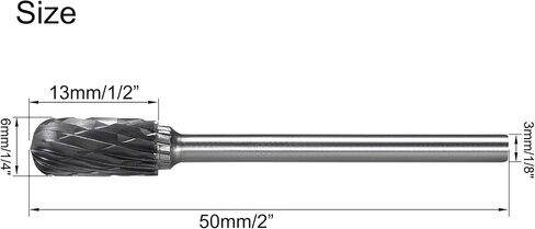 CX0613M03, 6mm Diameter Tungsten Carbide Rotary Files, 1/8" Shank, Double Cut Cylindrical Ball Nose End Shape Rotary Burrs Tool, for Wood Carving, Welding, Metal Carving Polishing, 4Pcs in Kuwait
