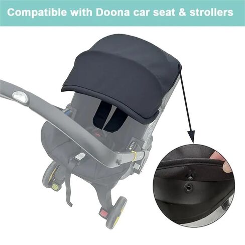 Accessories Replacement Canopy Compatible with Doona and Doona i Car Seats amp Strollers, Larger Sunshade, Durable Fabric Black in Kuwait