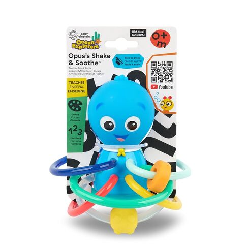 Baby Einstein Ocean Explorers Opus’s Shake & Soothe Teether Toy & Rattle, Ages 0 Months and Up in Kuwait