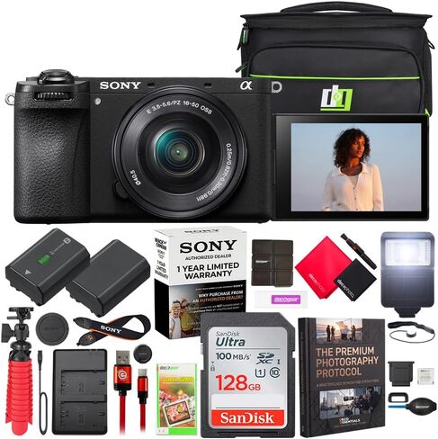 Sony a6700 Alpha APS-C Mirrorless 26MP 4K Interchangeable Lens Camera Body ILCE-6700 | Official Sony USA Partner Model | Bundle w/Camera Bag + 128GB Card + Flash + Battery + Charger + Photography Pro in Saudi Arabia