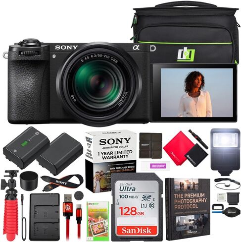 Sony a6700 Alpha APS-C Mirrorless 26MP 4K Interchangeable Lens Camera Body ILCE-6700 | Official Sony USA Partner Model | Bundle w/Camera Bag + 128GB Card + Flash + Battery + Charger + Photography Pro in Saudi Arabia