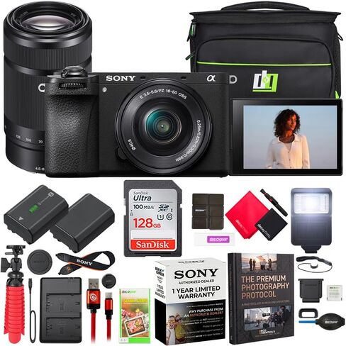 Sony a6700 Alpha APS-C Mirrorless 26MP 4K Interchangeable Lens Camera Body ILCE-6700 | Official Sony USA Partner Model | Bundle w/Camera Bag + 128GB Card + Flash + Battery + Charger + Photography Pro in Saudi Arabia